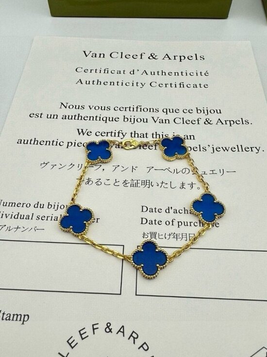 Van Cleef & Arpels Alhambra Bracelet • Gold Blue Agate - Picture 3 of 11